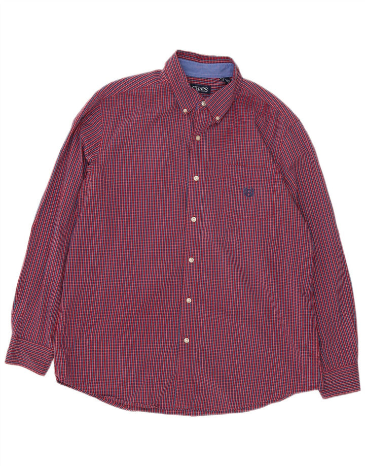 Chaps Herrenhemd, großes rotes Gingham-Baumwollhemd