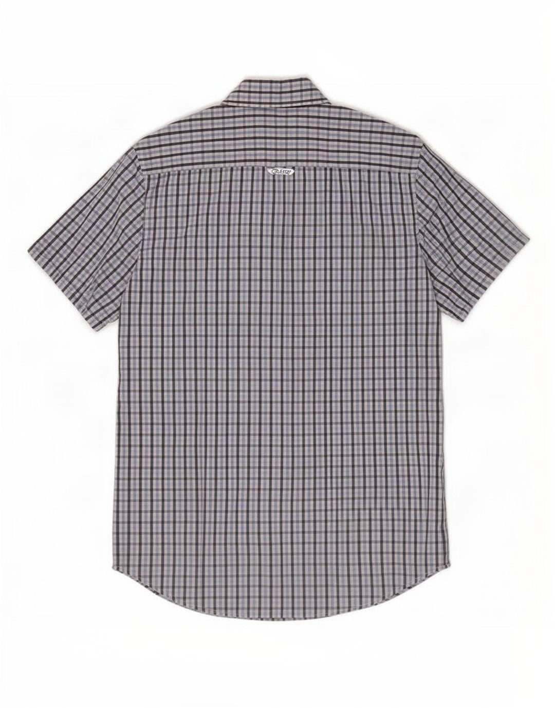 Crew Clothing Herren-Kurzarmhemd aus mittelblauer Gingham-Baumwolle