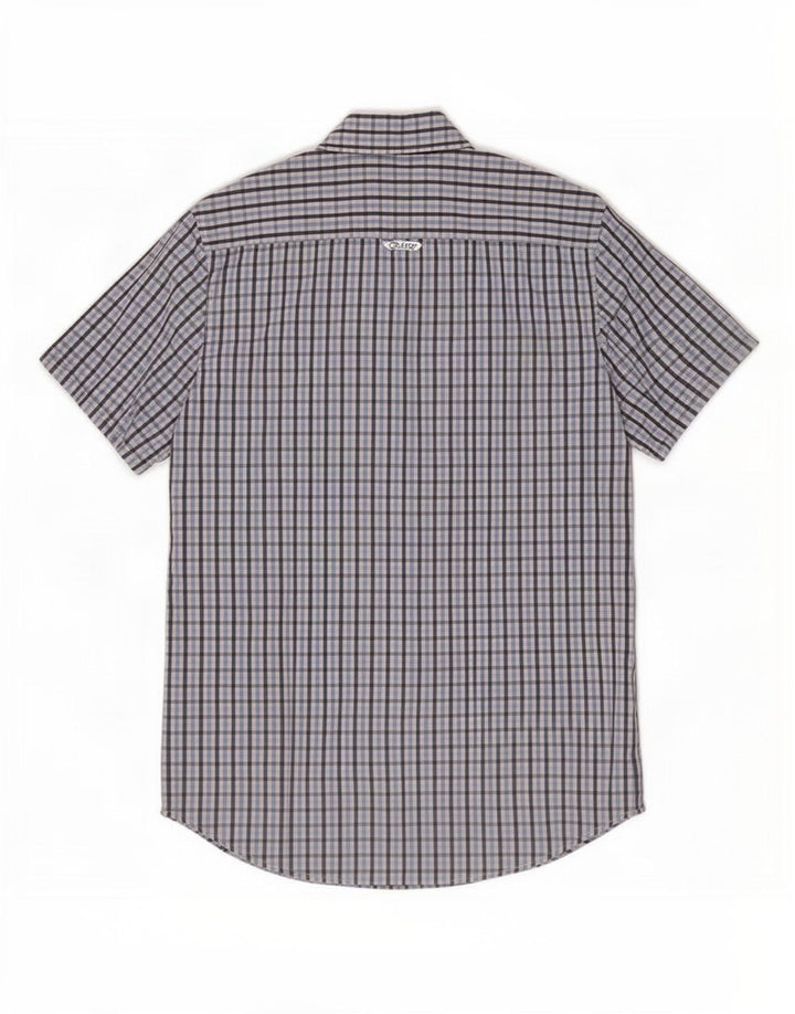 Crew Clothing Herren-Kurzarmhemd aus mittelblauer Gingham-Baumwolle