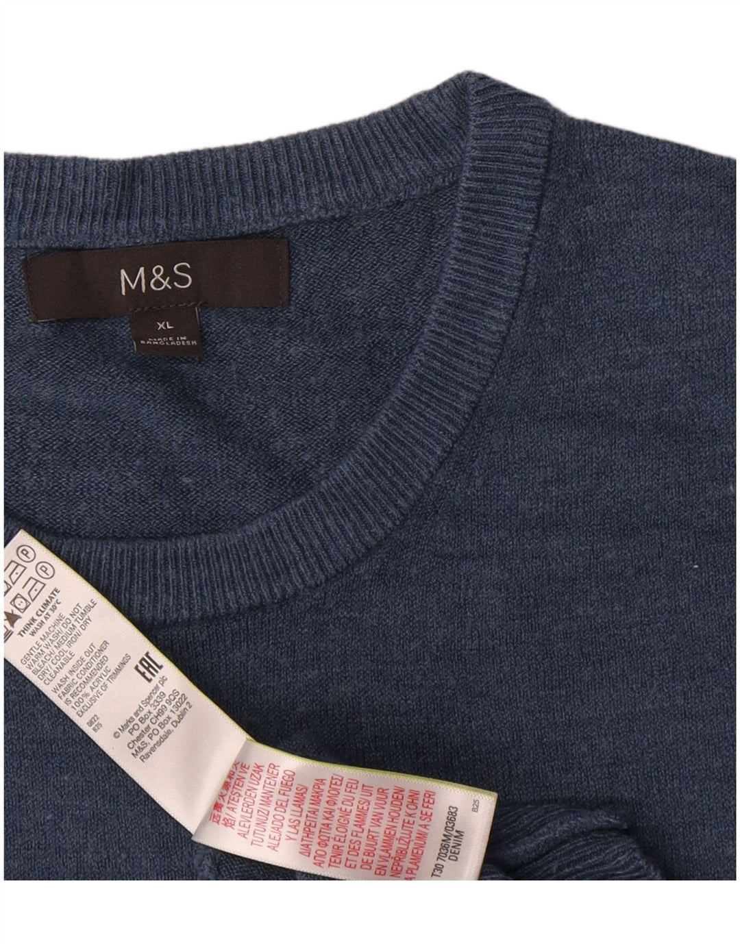 Marks & Spencer Herren-Pullover mit Rundhalsausschnitt, XL, Marineblau, Acryl