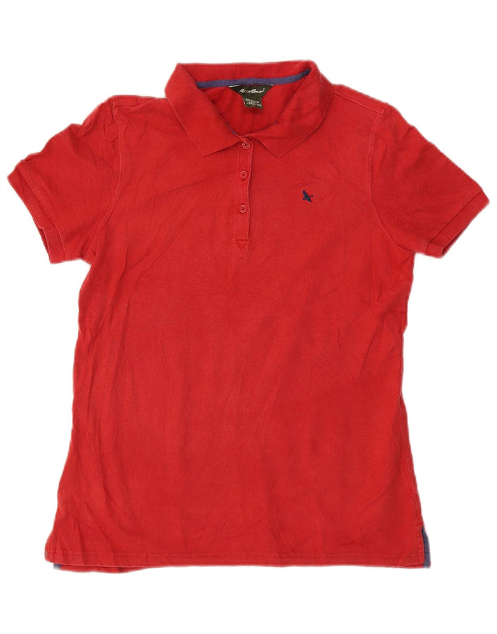 EDDIE BAUER Damen Poloshirt UK 10 Small Rot Baumwolle