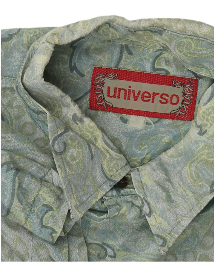 Vintage Herren Kurzarmshirt XL Blau Paisley