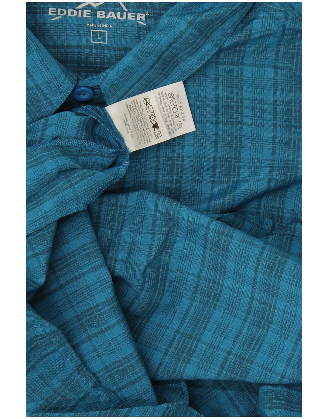Eddie Bauer Herren-Kurzarmhemd, groß, blau kariert, Polyester