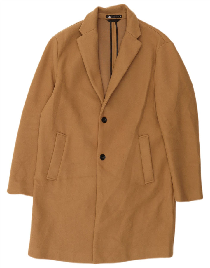 Zara Herrenmantel UK 40 Large Braun Polyester