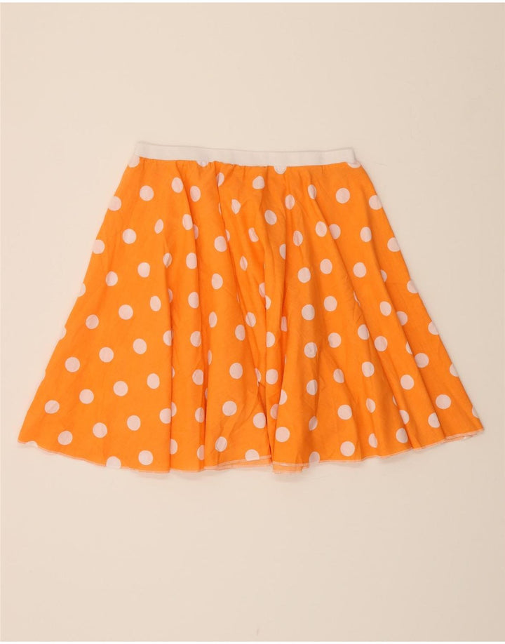 VINTAGE Womens A-Line Skirt W36 XL Orange Polka Dot Vintage Vintage and Second-Hand Vintage from Messina Hembry 