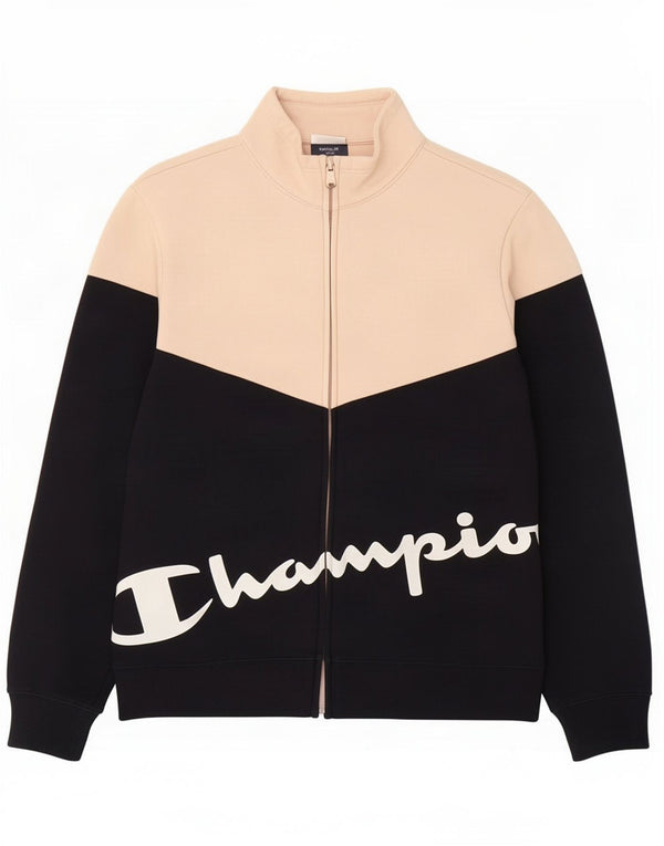 Champion Mädchen-Trainingsanzug-Top-Jacke, 13–14 Jahre, XL, schwarze Farbblock-Baumwolle
