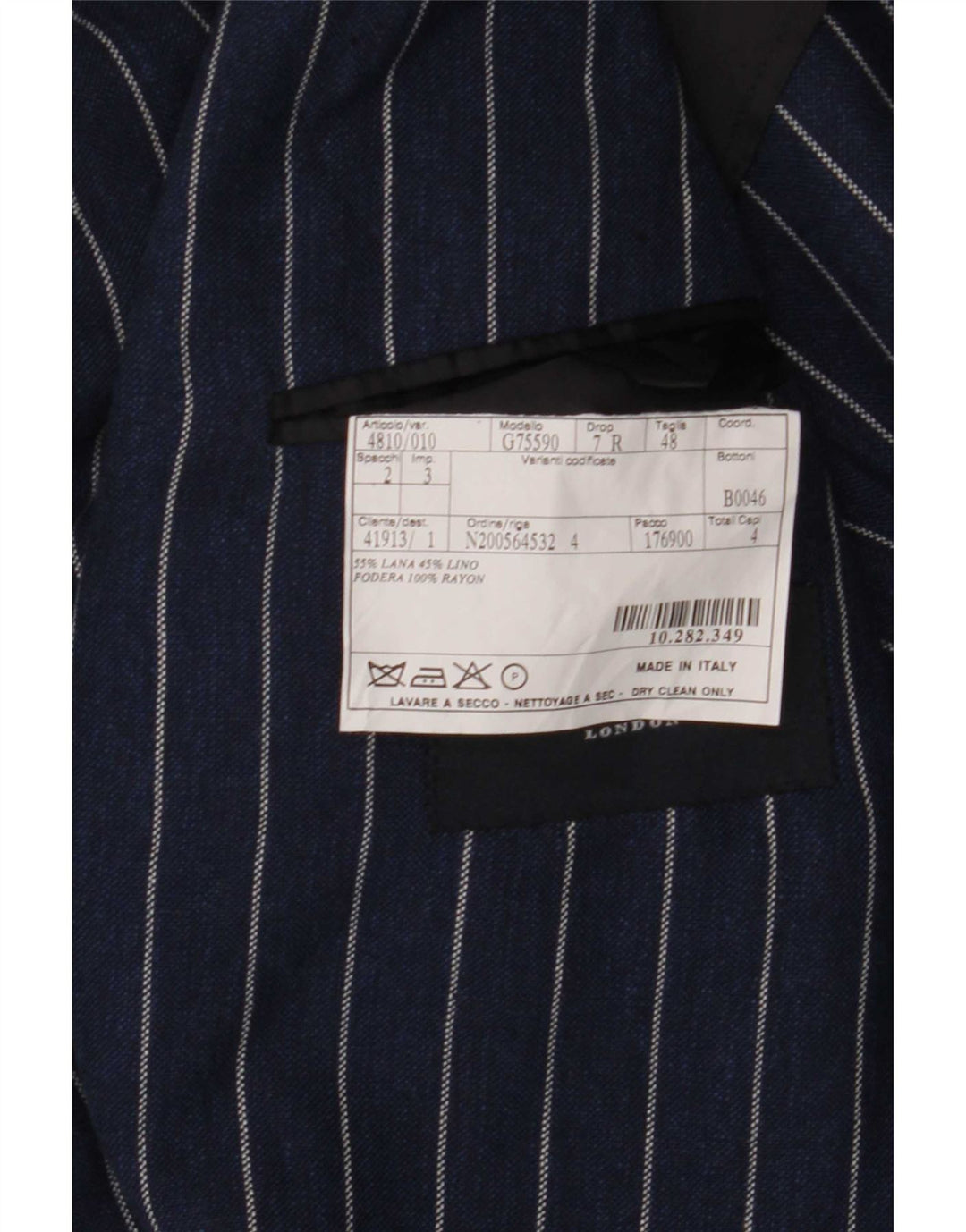 Burberry Herren-Blazer mit 2 Knöpfen, IT 48, mittelmarineblaue Nadelstreifenwolle