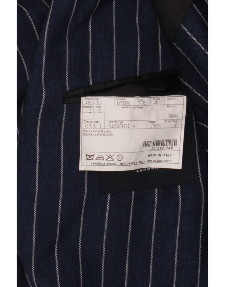 Burberry Herren-Blazer mit 2 Knöpfen, IT 48, mittelmarineblaue Nadelstreifenwolle