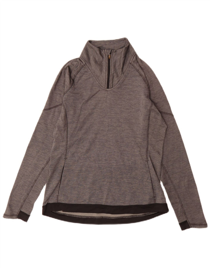 Champion Womens Performance Pullover Trainingsanzug Top UK 16 Large Grau gestreift