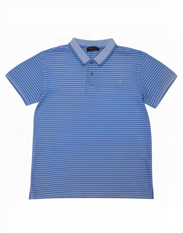 Trussardi Jeans Herren-Poloshirt, groß, blau, Nadelstreifen