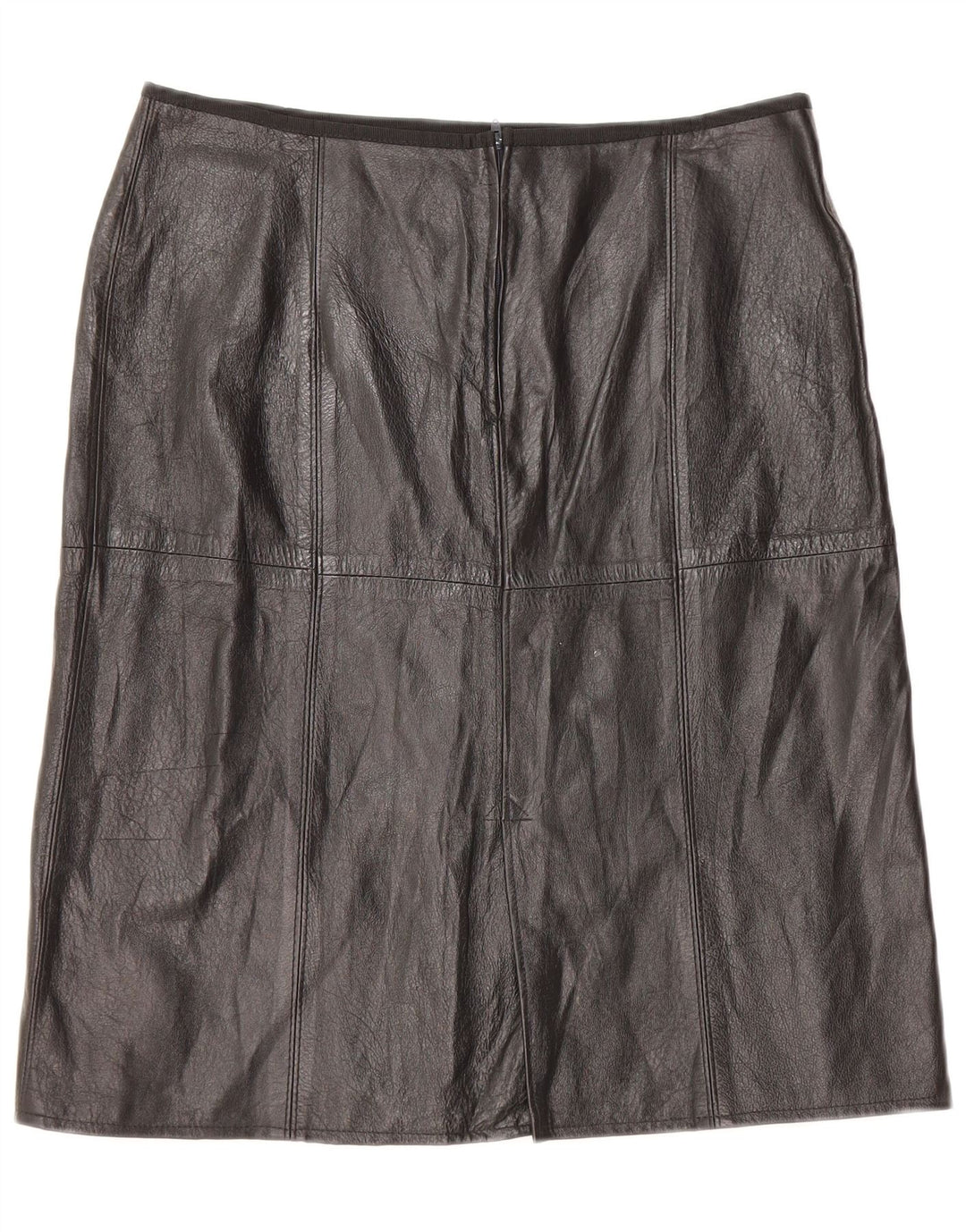 VINTAGE Womens Leather Skirt W32 Large Black