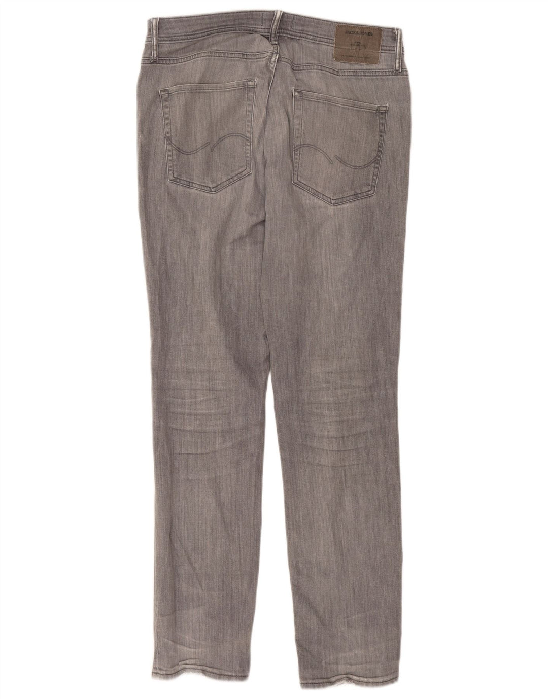 JACK & JONES Herren Tim Slim Straight Jeans W33 L34 Graue Baumwolle