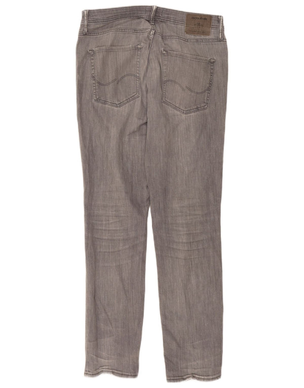 JACK & JONES Herren Tim Slim Straight Jeans W33 L34 Graue Baumwolle