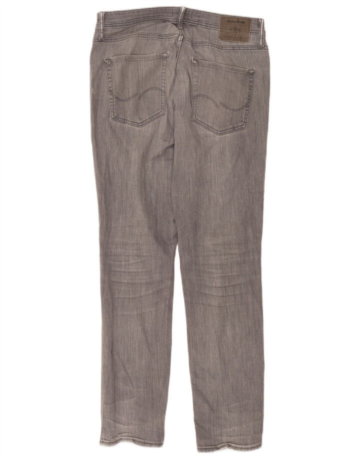 JACK & JONES Herren Tim Slim Straight Jeans W33 L34 Graue Baumwolle