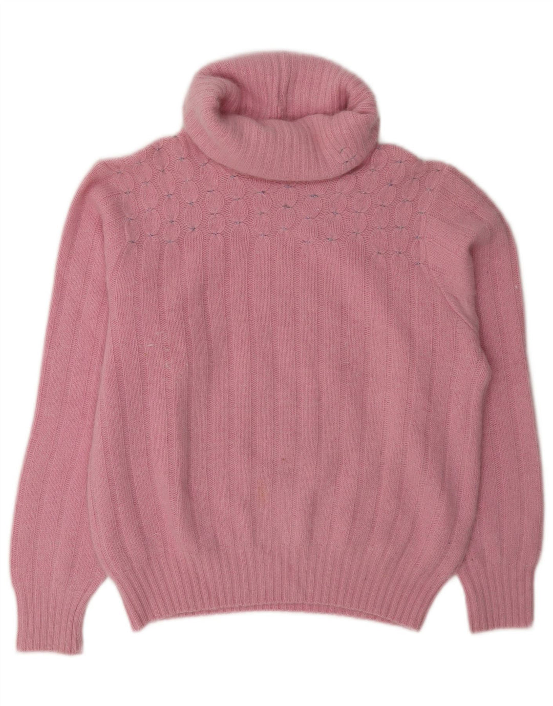 Vintage Damen Rollkragenpullover Pullover UK 14 Mittelrosa