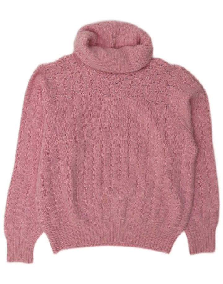 Vintage Damen Rollkragenpullover Pullover UK 14 Mittelrosa