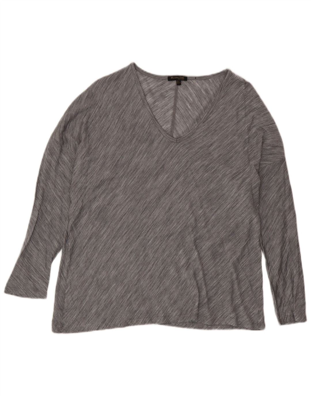 Massimo Dutti Damen-Oversize-Top mit 3/4-Ärmeln, UK-Größe 10, Größe S, grau gestreift