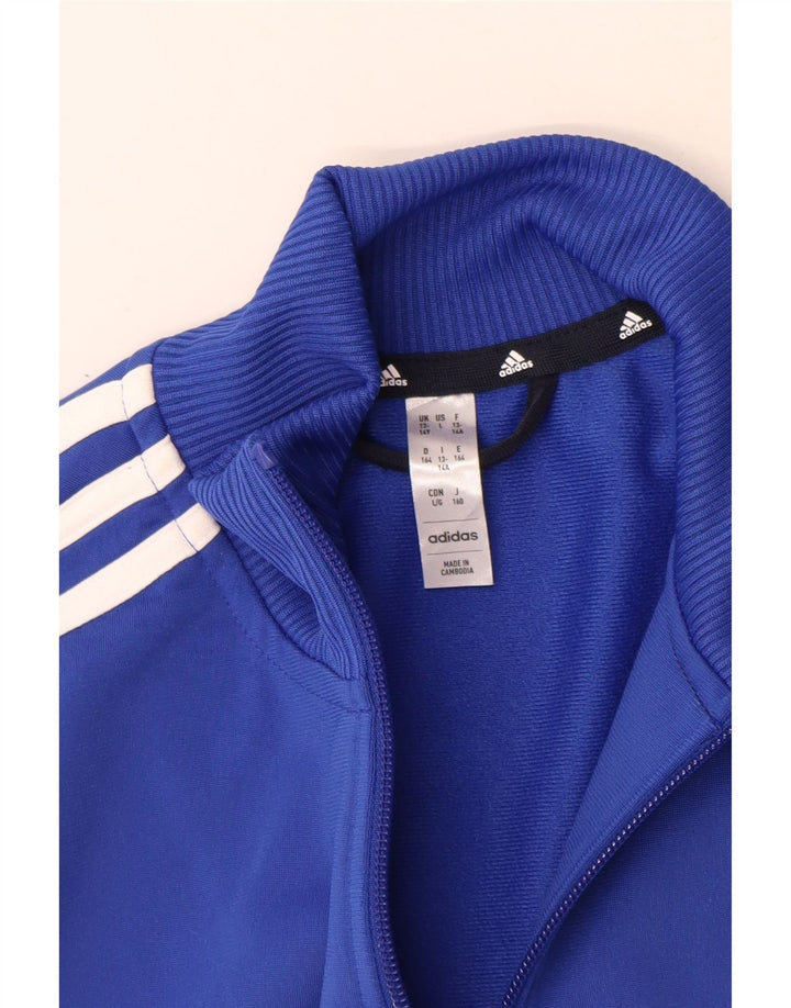 Adidas Jungen-Trainingsanzug-Top-Jacke, 13–14 Jahre, blaues Colourblock-Polyester