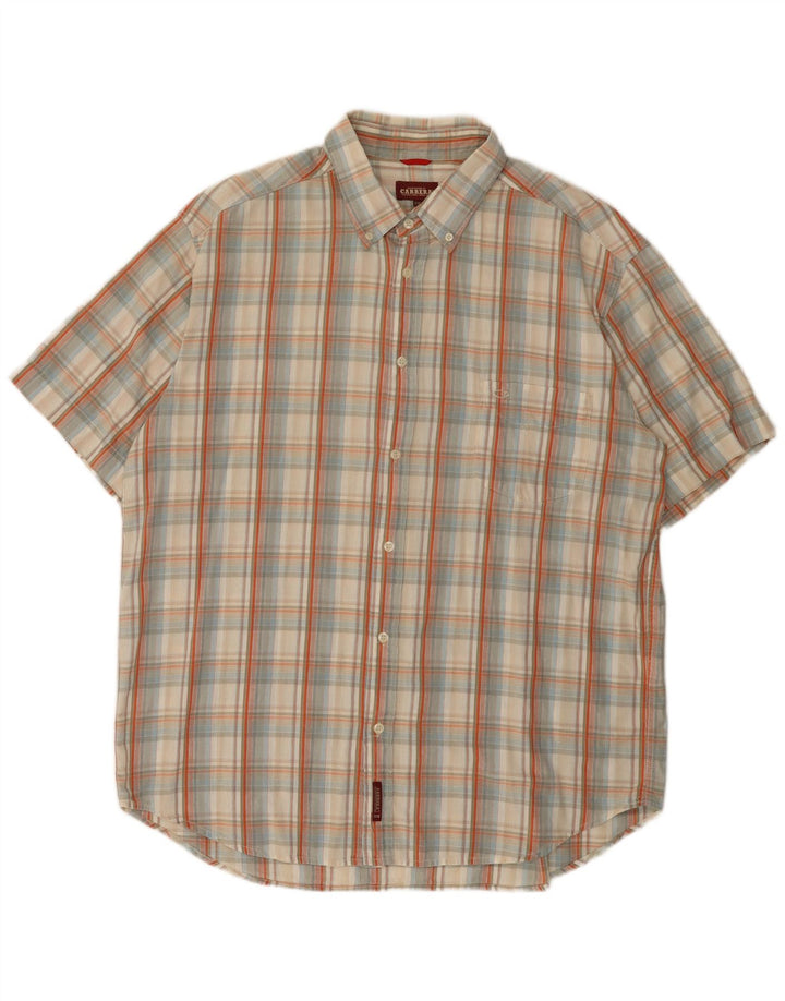 Carrera Herren Kurzarmhemd 2XL Beige Karo Baumwolle