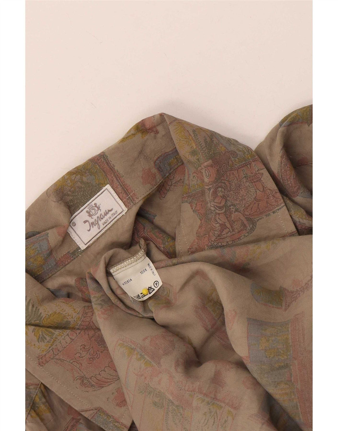Ingram Herren Grafik-Kurzarmhemd XL Beige Viskose