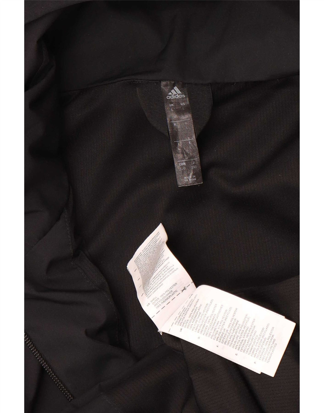 Adidas Herren-Trainingsanzug mit Kapuze, Jacke, groß, aus schwarzem Polyester