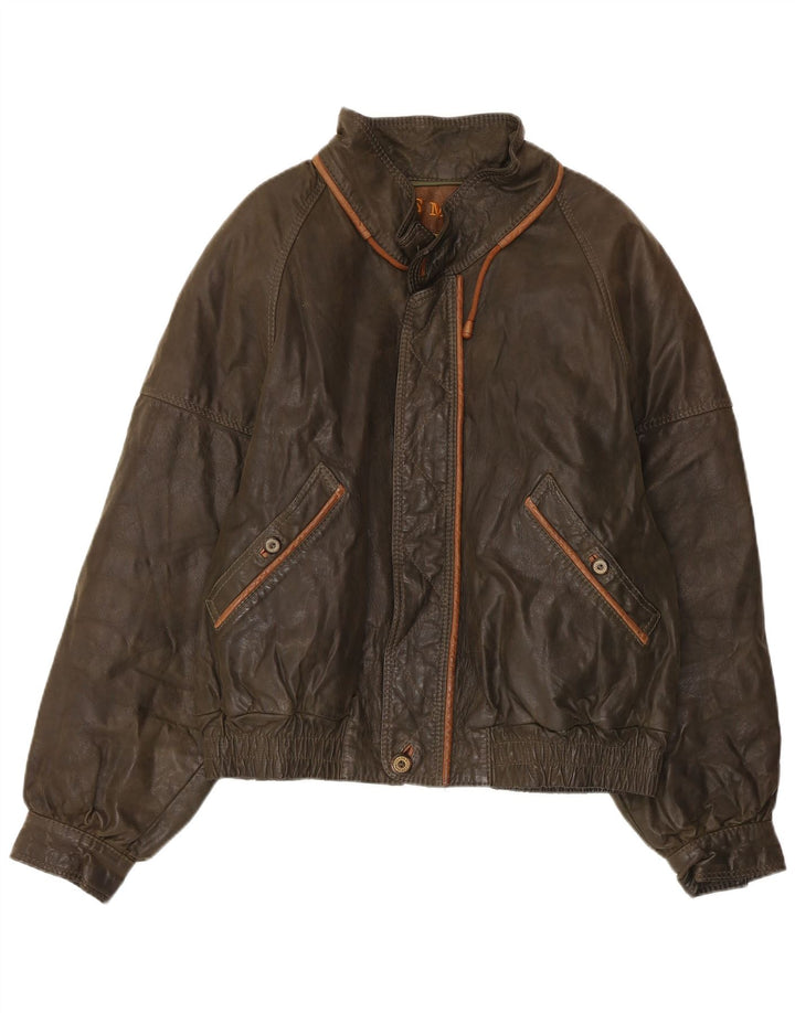 Vintage Herren Kunstlederjacke IT 50 Large Khaki Polyester