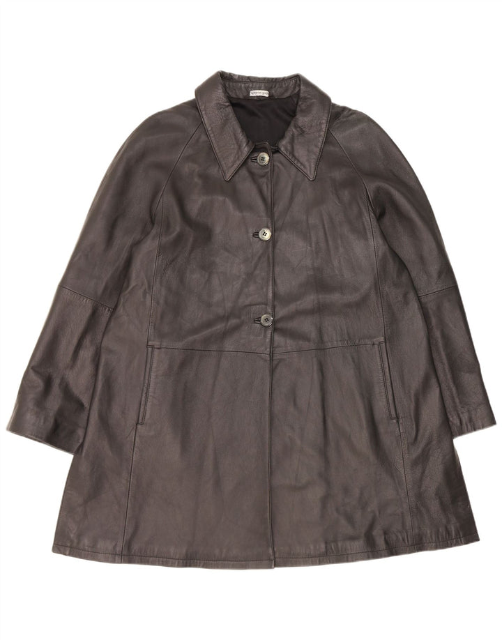 Vintage Damen Ledermantel IT 48 XL Schwarz