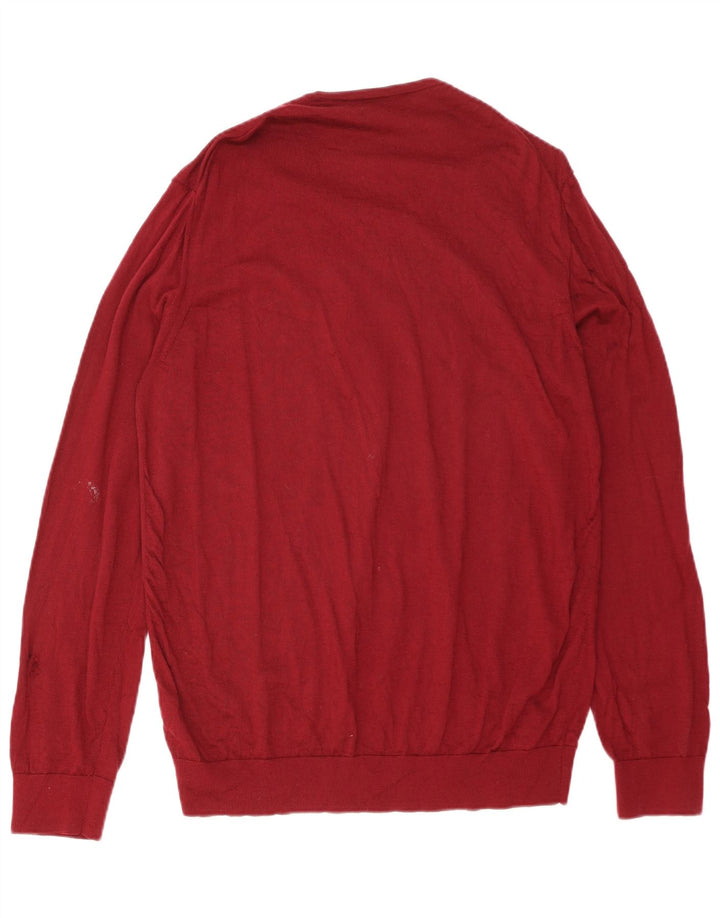 MARKS & SPENCER Herren-Pullover mit V-Ausschnitt, 2XL, rote Merinowolle