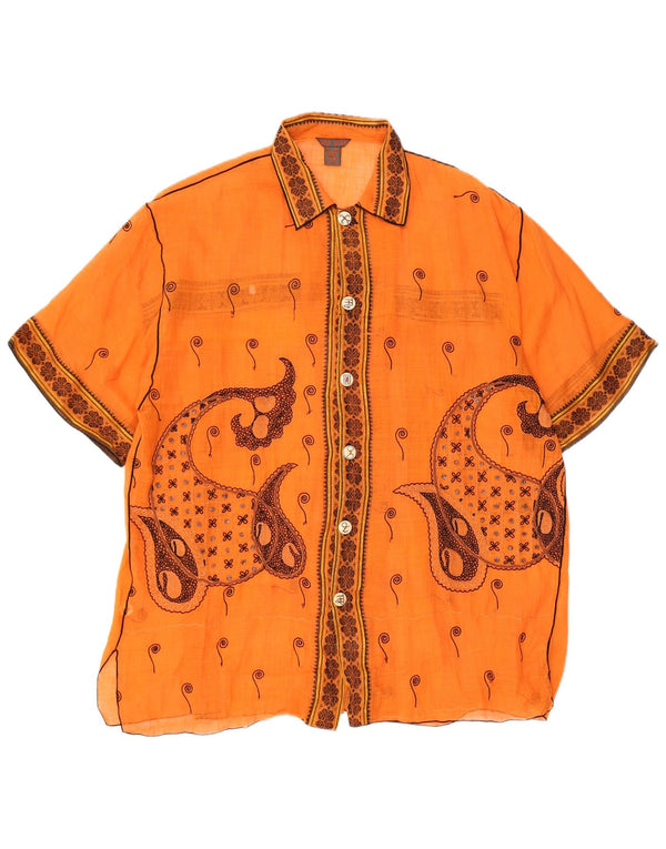 PAUL ROPP Damen Durchsichtiges übergroßes Hemd UK 14 Mittelorange Paisley