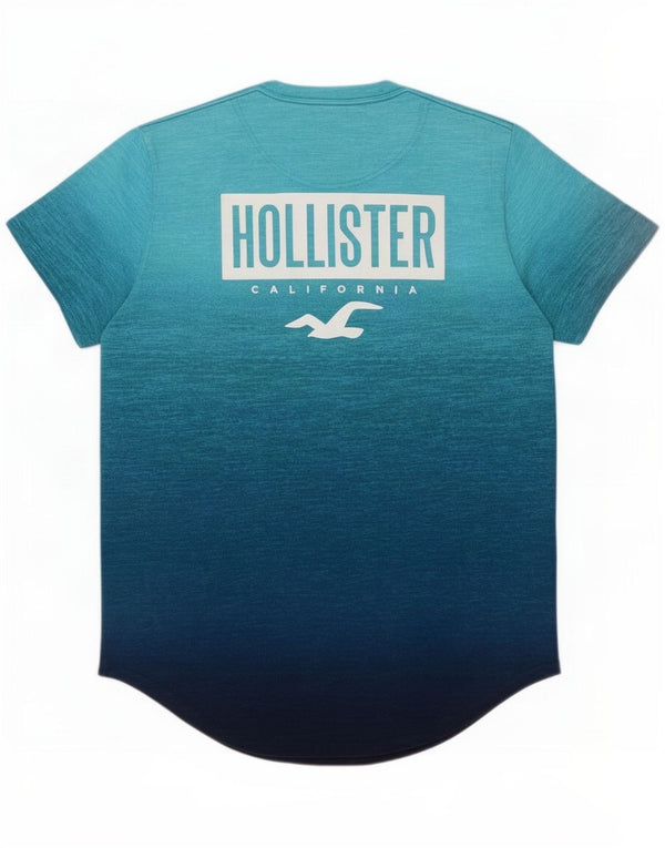 Hollister Herren-T-Shirt mit Grafik, mittelblau gesprenkelte Baumwolle