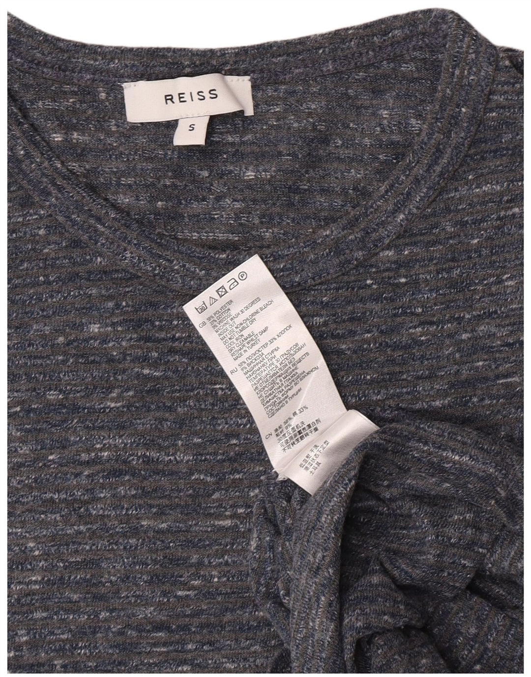 Reiss Herren-T-Shirt-Oberteil, kleines, grau meliertes Polyester