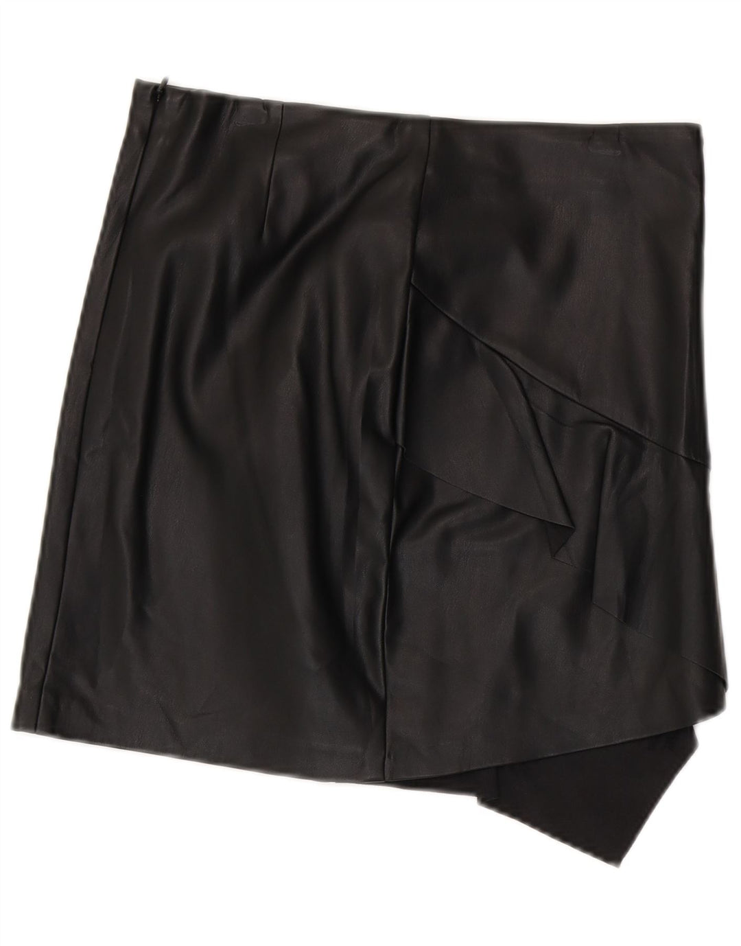 Sisley Damen Asymmetrischer Lederrock UK 12 Medium W30 Schwarz Polyester