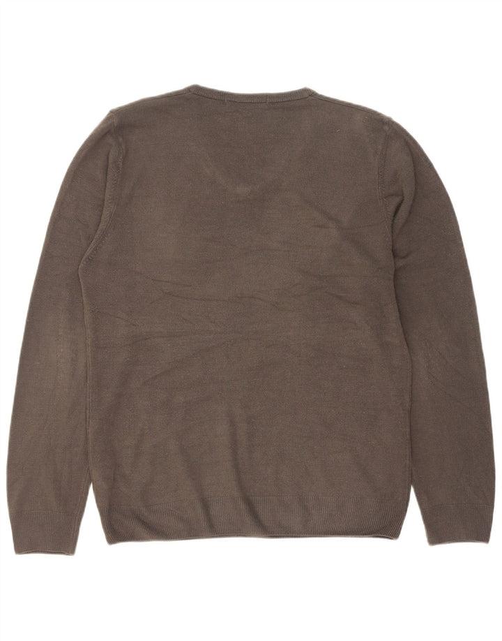 Marks & Spencer Herren-Pullover mit V-Ausschnitt, mittelgraues Acryl