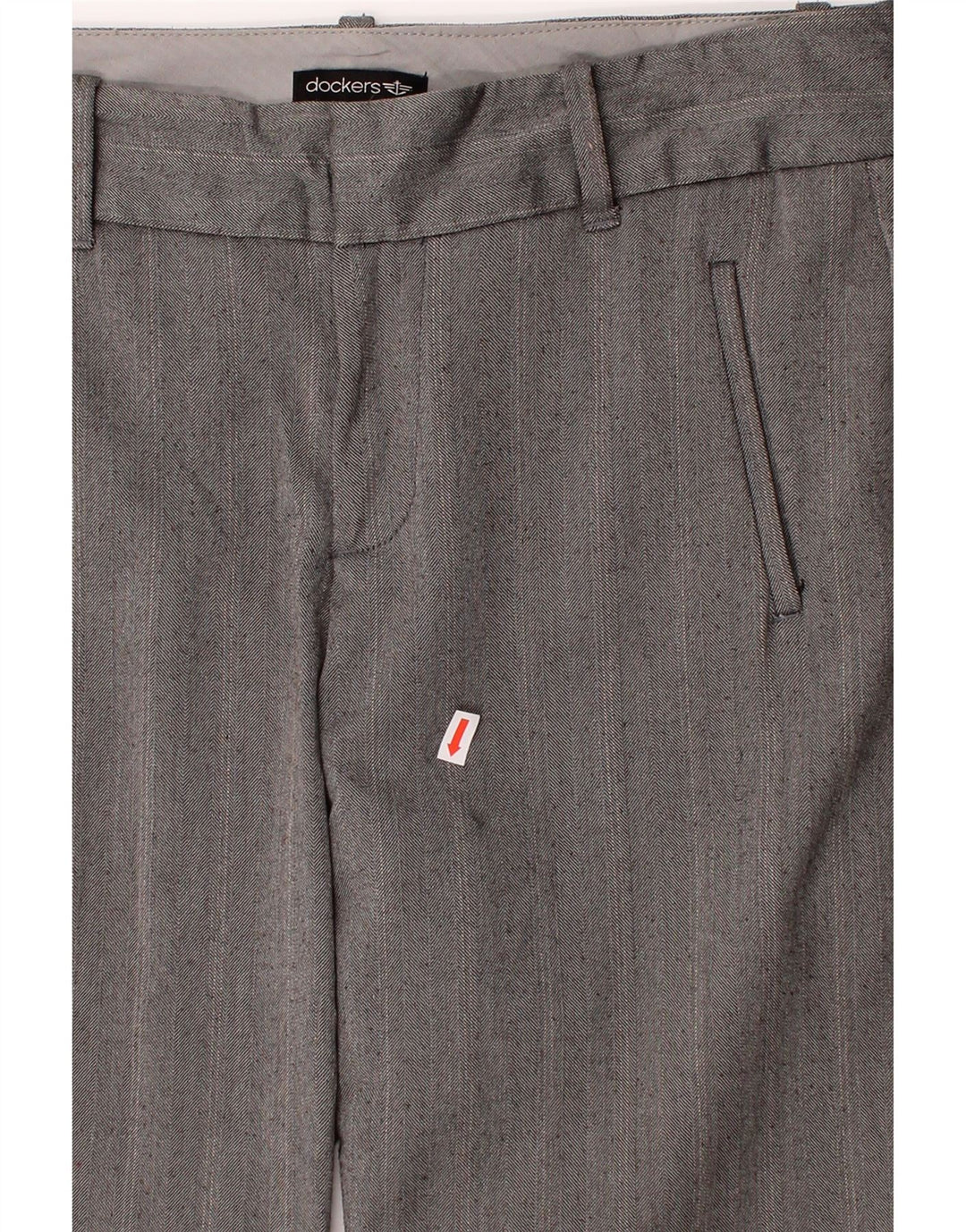DOCKERS Womens Casual Trousers US 8 Medium W32 L29 Grey Herringbone Vintage Dockers and Second-Hand Dockers from Messina Hembry 