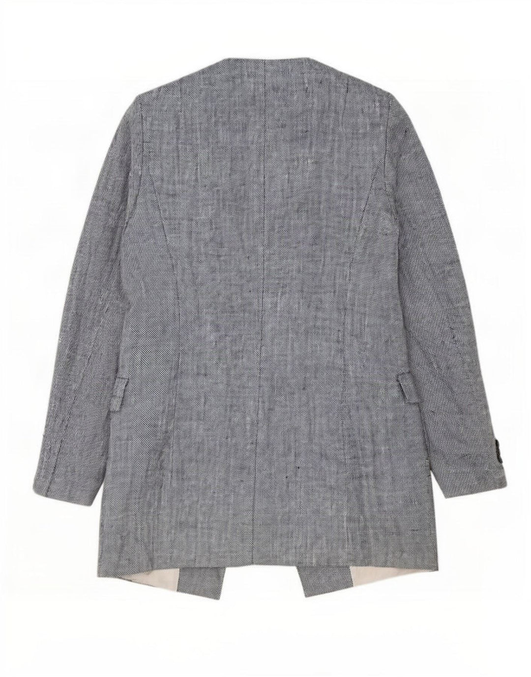 Zara Damen Longline Open Blazer Jacke UK 12 Mittelblaues Leinen