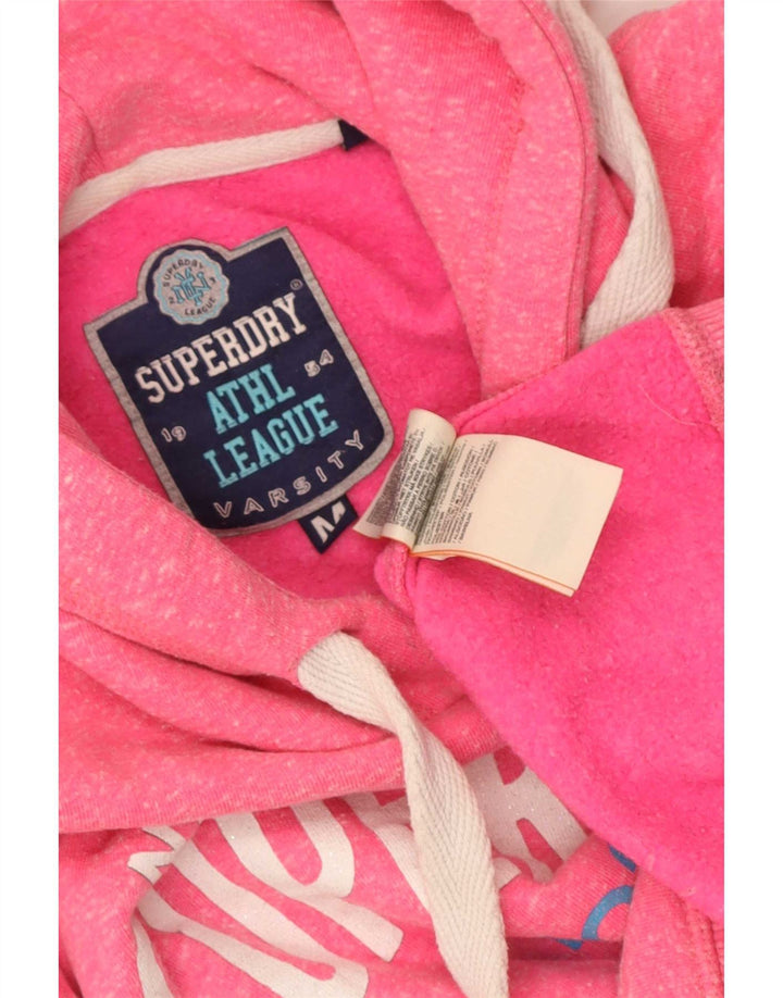 Superdry Damen-Kapuzenpullover mit Grafik, UK 14, mittelrosa, Polyester