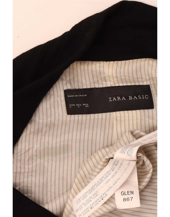 Zara Damen 1-Knopf-Blazerjacke UK 16 Große schwarze Viskose