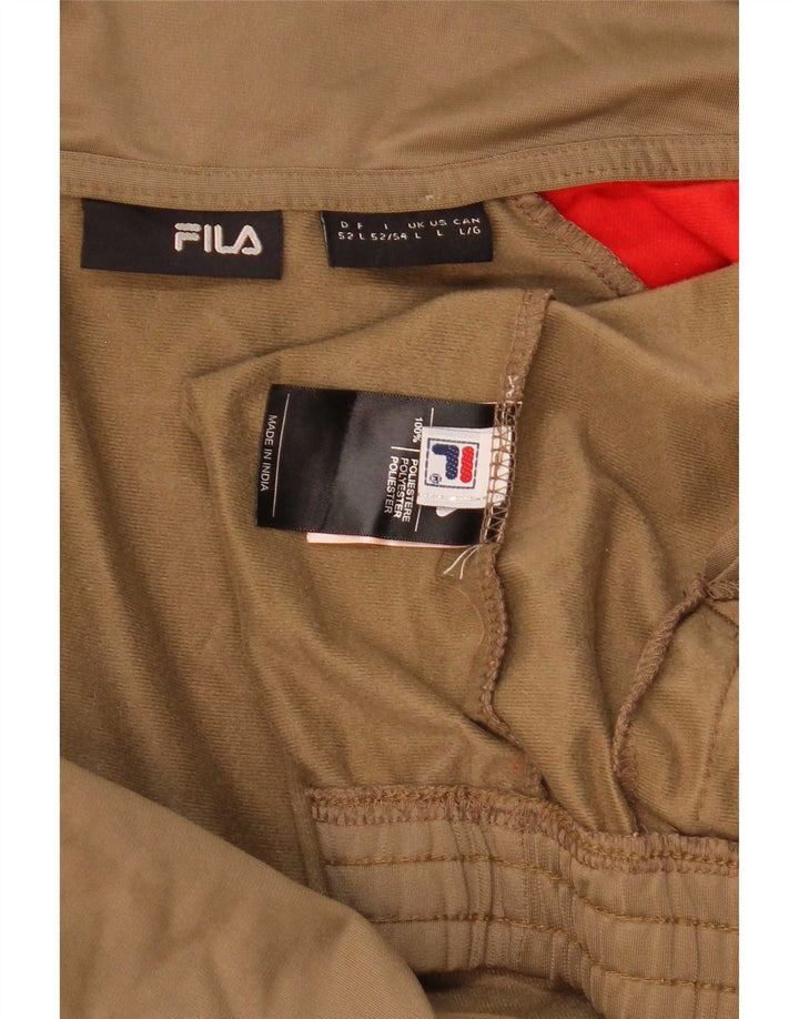 Fila Herren-Trainingsanzug-Top-Jacke, großes beiges Farbblock-Polyester