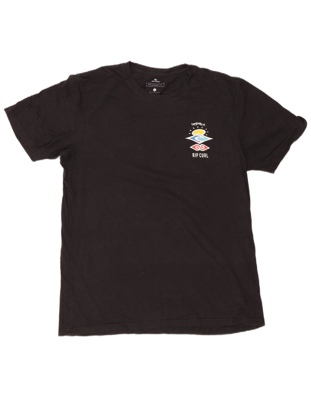 RIP CURL Herren Standard Fit Graphic T-Shirt Top 2XL Schwarz Baumwolle