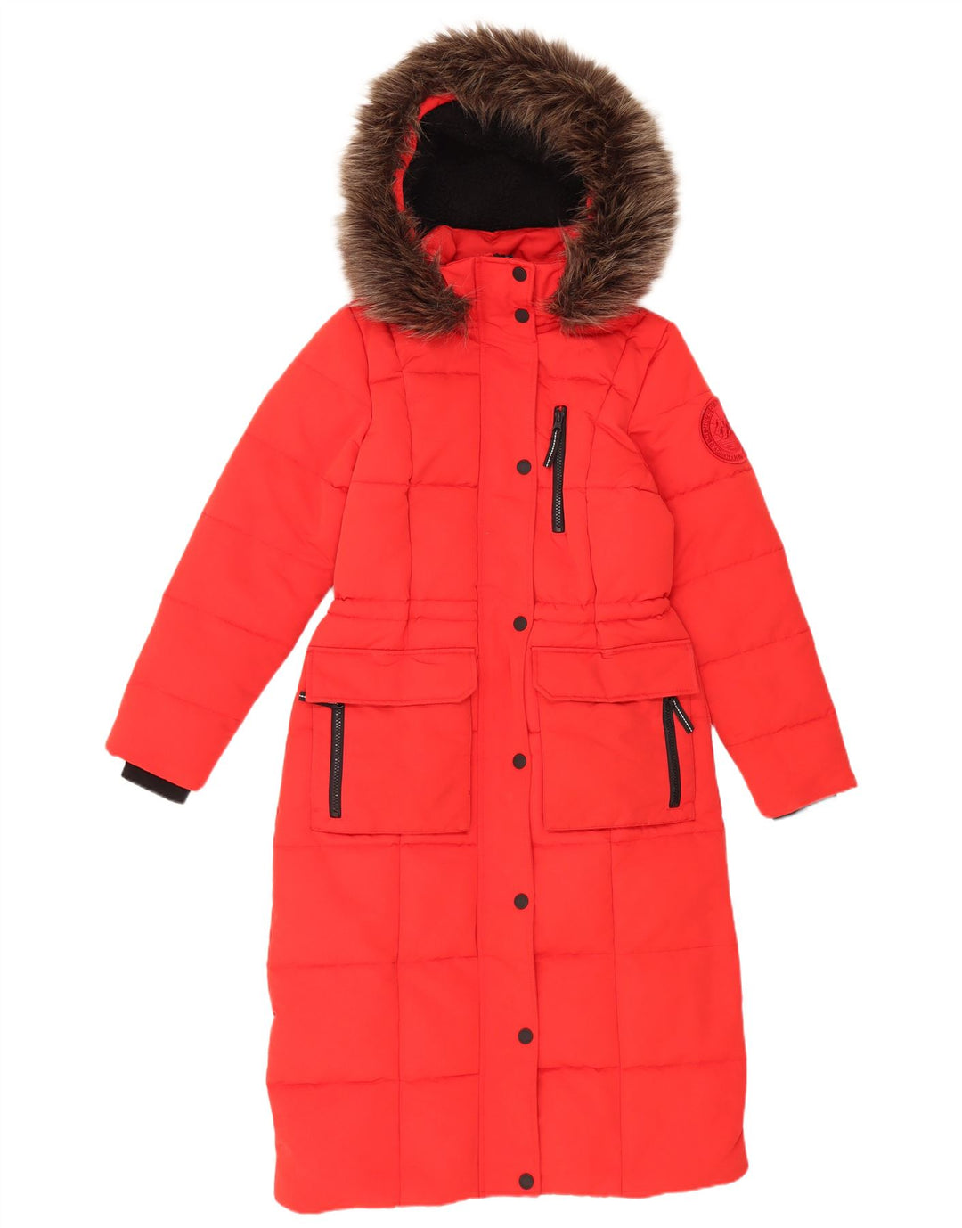 Superdry Wattierter Mantel mit Kapuze für Damen, UK 8, Größe S, Rot, Polyester