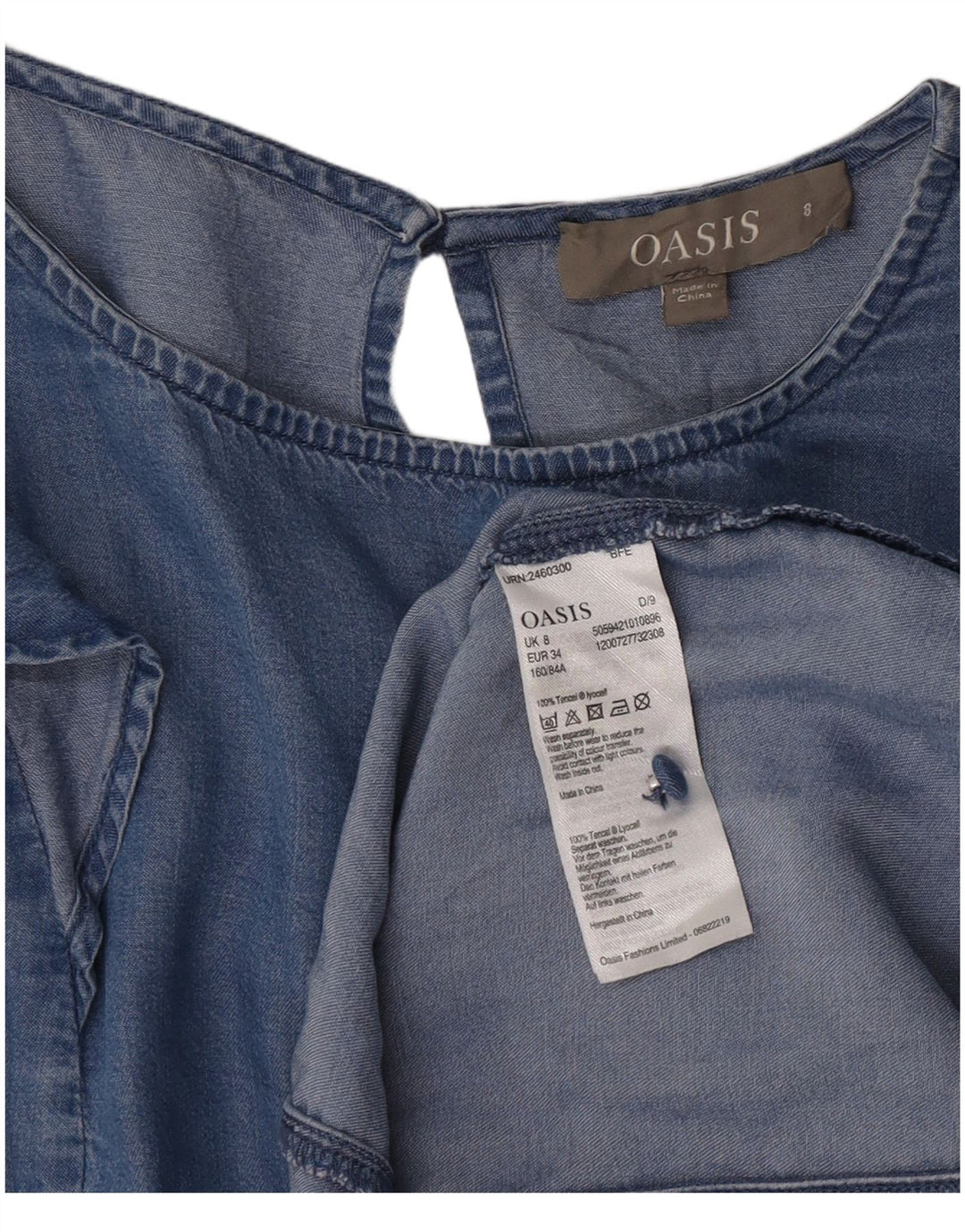Oasis Damen Jeanskleid UK 8 Small Blau Lyocell