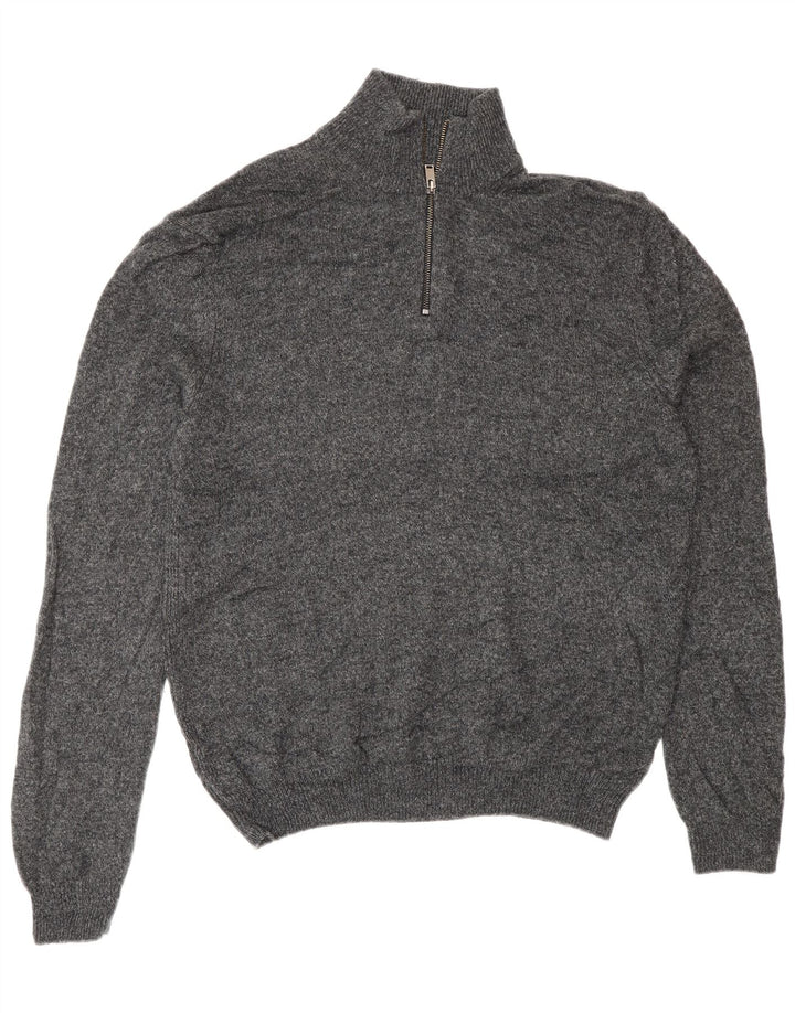 Marks & Spencer Herren-Pullover mit Reißverschluss am Hals, große graue Wolle
