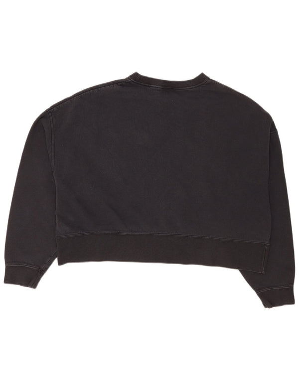 Nike Womens Crop Oversized Sweatshirt Pullover UK 14 Mittelschwarze Baumwolle
