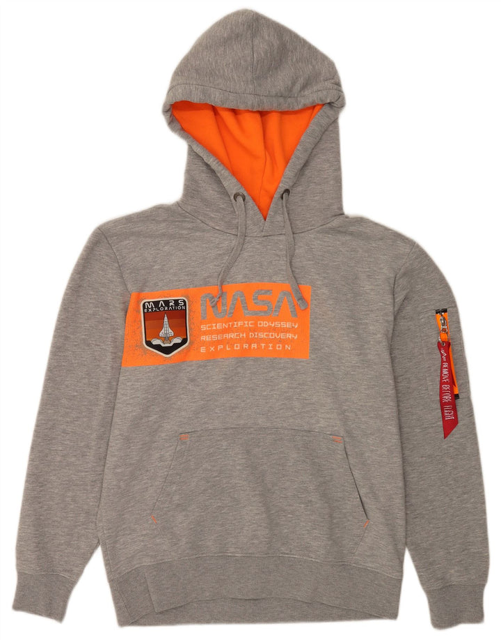 Alpha Industries Herren-Kapuzenpullover mit Grafik, mittelgrau gesprenkelte Baumwolle