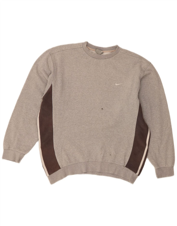 Nike Herren-Sweatshirt-Pullover, groß, graue Farbblock-Baumwolle