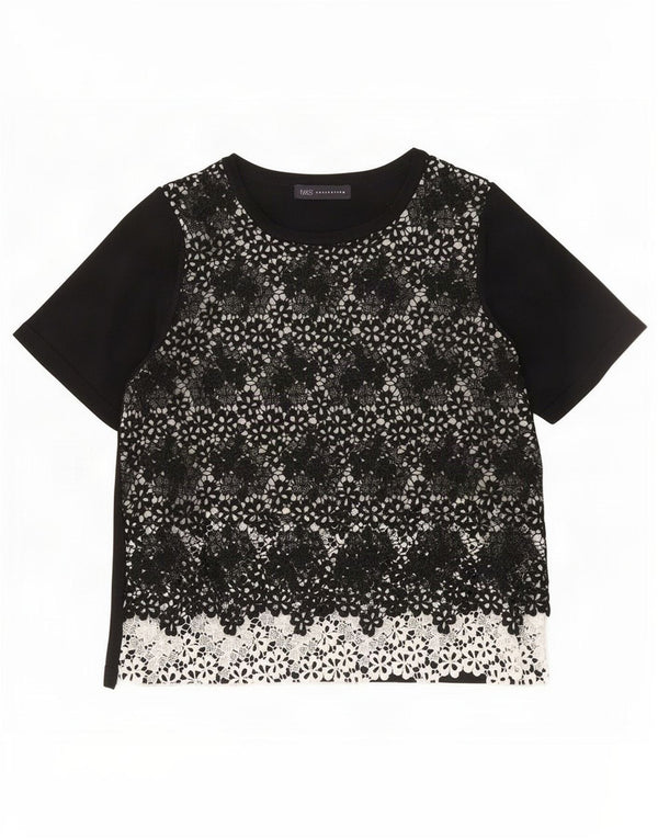 Marks & Spencer Damen-Blusenoberteil, UK-Größe 42, Mittelschwarz mit Blumenmuster
