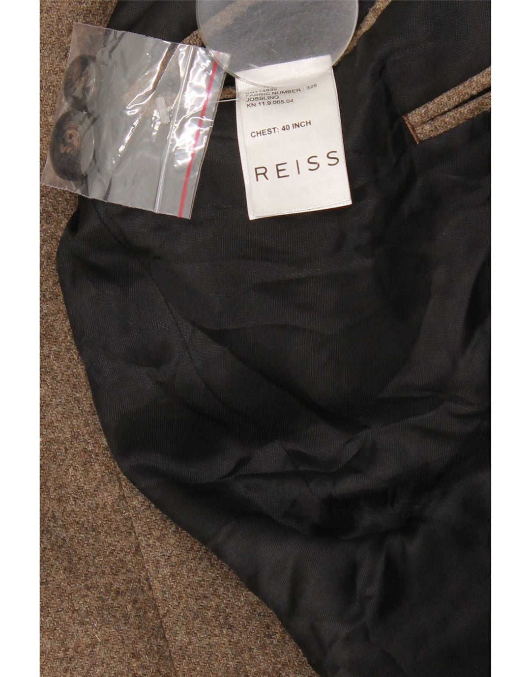Reiss Herren-Blazer mit 4 Knöpfen, UK 40, große braune Wolle