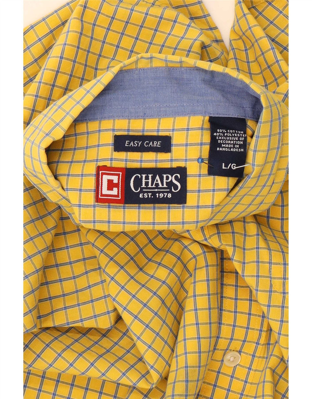 Chaps Herrenhemd, groß, aus Baumwolle mit gelbem Gingham-Karomuster