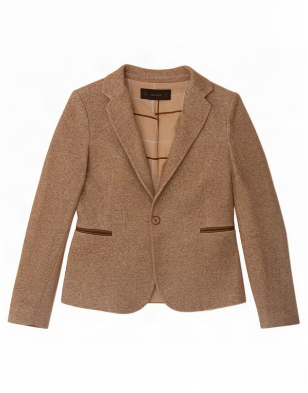Zara Damen-Blazer mit 1 Knopf, Gr. 10, klein, braun meliert, Acetat