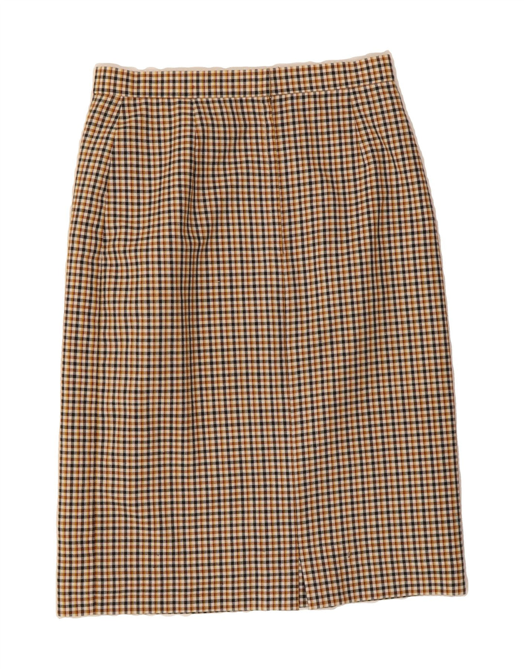 VINTAGE Womens Straight Skirt W30 Medium  Brown Gingham Vintage Vintage and Second-Hand Vintage from Messina Hembry 